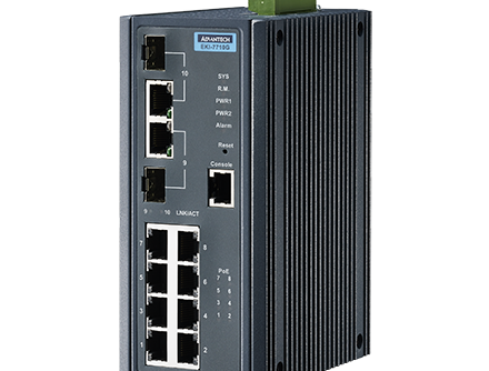 8GE PoE and 2G Combo Managed Ethernet Switch, IEEE802.3af/at, 24~48VDC, -40~75℃